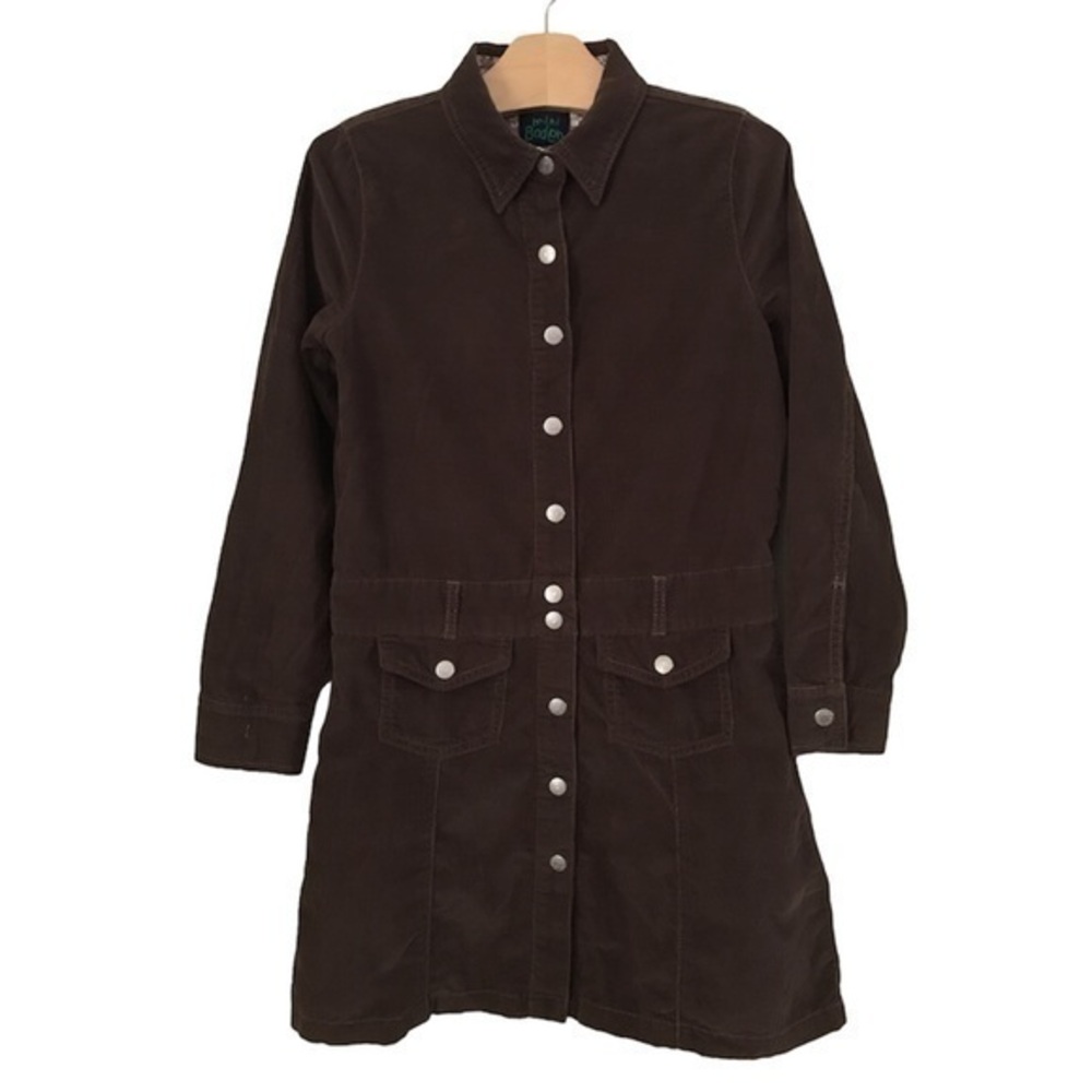 Mini Boden Girls Long Sleeve Brown Corduroy Button Down Dress Size 9/10